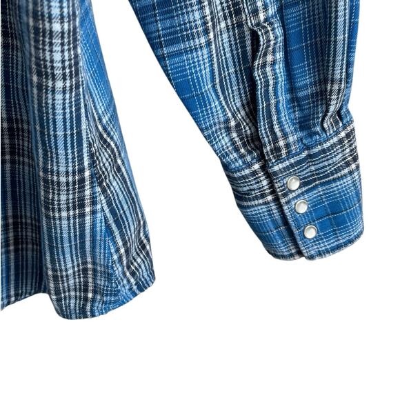 Vintage Wrangler Mens Shirt‎ Flannel Plaid Pearl Snap Cowboy Western Rodeo Ranch - Picture 5 of 9